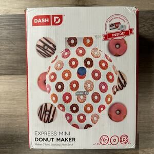 New, Express Mini Donut Maker 7 Mini Donuts in Minutes Non-Stick Recipe Guide